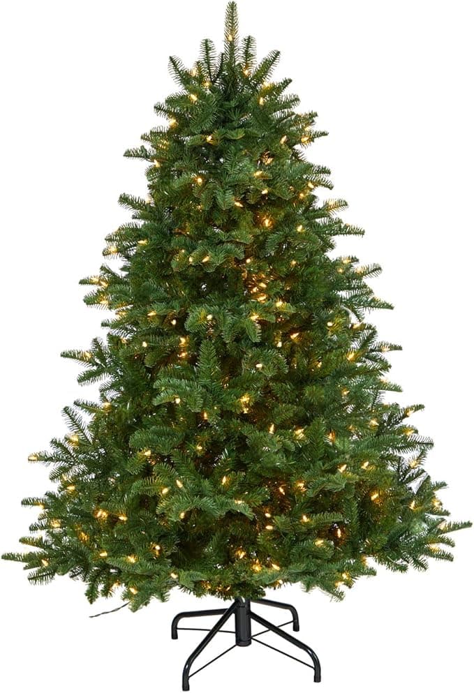 Nearly Natural T1880 5ft. South Carolina Spruce Artificial Christmas Tree with 300 White Warm Lights and 1370 Bendable Branches, Green, 5&#x27;