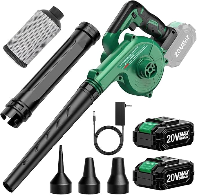 K I M O. Cordless Leaf Blower Vacuum Combo 4 in 1, 3 Nozzles &amp;3 Modes for Inflation &amp; Deflation, Extended Tube &amp; Variable Speed, 20000RPM 150MPH, 2x2000mAh Battery Powered Leaf Blowers for Lawn Care