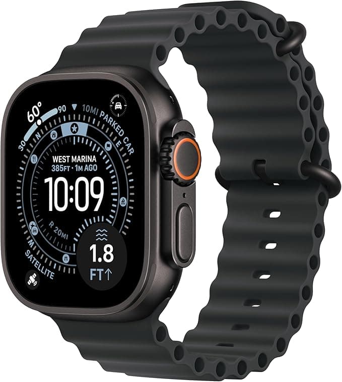 Apple Watch Ultra 3 [GPS + Cellular 49mm] Running &amp; Multisport Smartwatch w/Rugged Titanium Case w/Black Ocean Band. Satellite Communications, Advanced Health &amp; Fitness Tracking