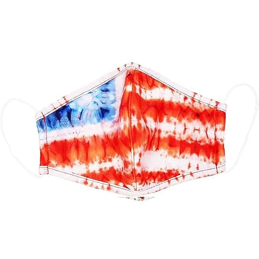 Case of 48 – UnitedFront USA Tie Dye Face Masks – American Flag Print – Cotton Reusable – Bulk for Patriotic Events, Staff &amp; Community – Unisex Adult Fit