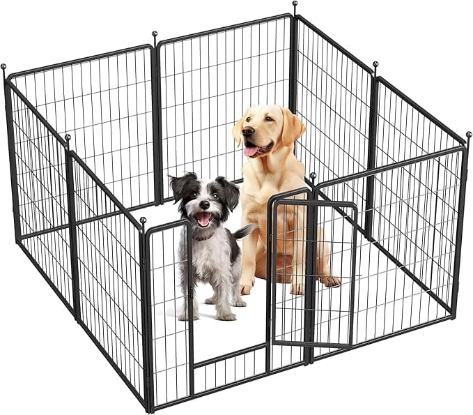 Simple Deluxe Dog Playpen Outdoor, Portable Dog Playpen for Travel, Camping, 32&quot; Height 8 Panels Heavy Duty Dog Pen for Small/Medium Dogs, Black