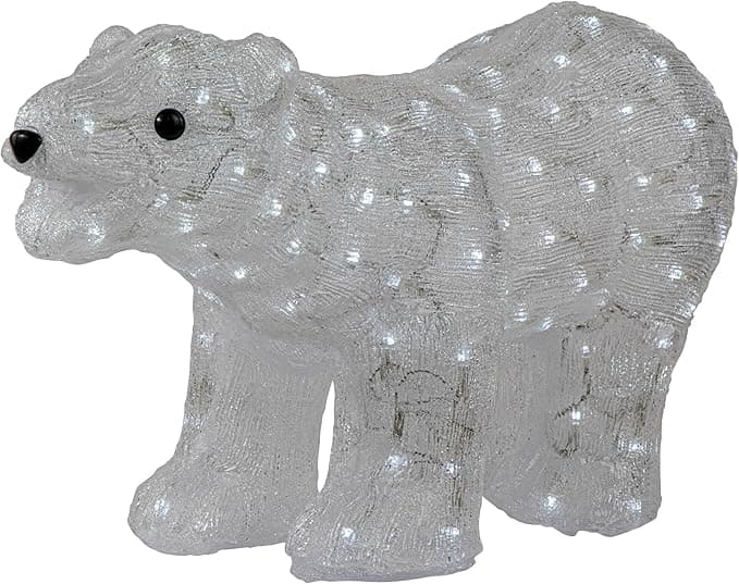 Northlight Lighted Commercial Grade Acrylic Polar Bear Christmas Display Decoration, 28&quot;, Clear