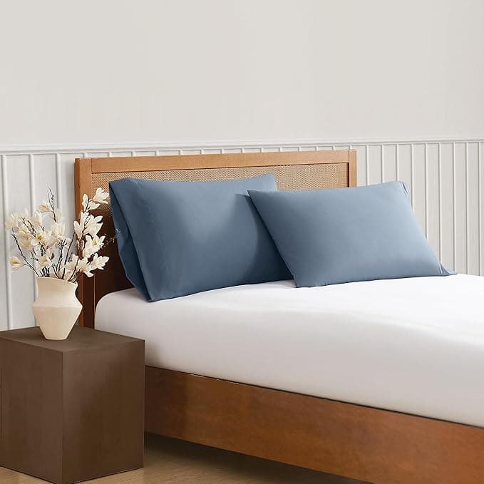 TRULY SOFT Green Solid Blue King Pillowcase Pair, Solid Color Themed, Oeko-TEX Certified Confidence