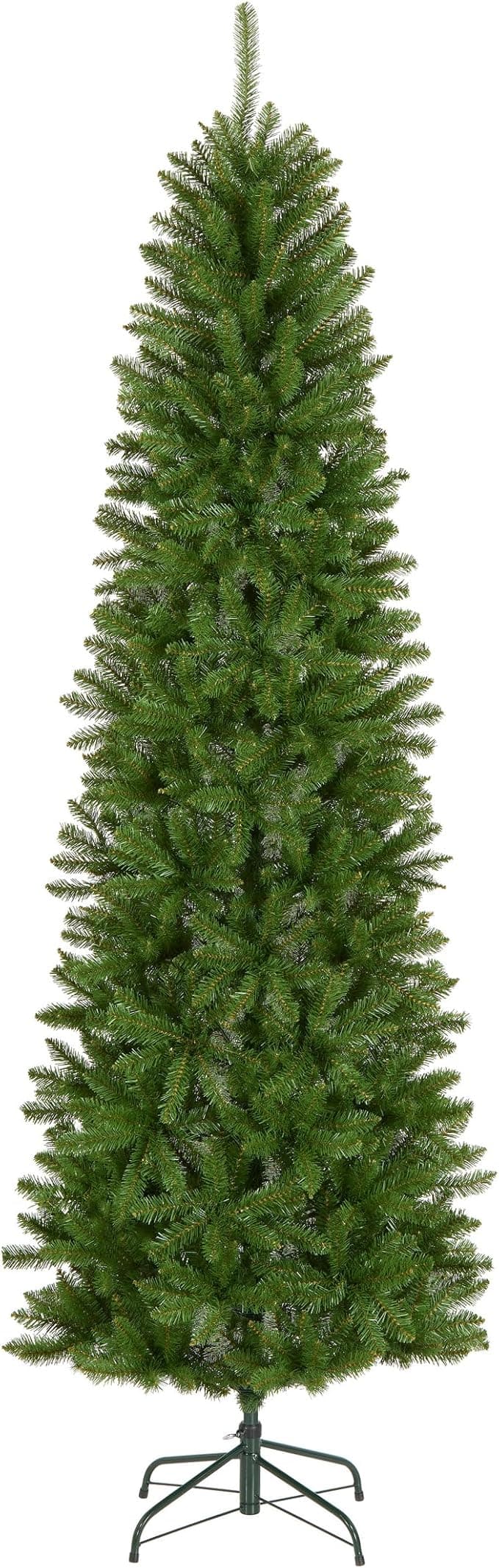 National Tree Company 7.5 ft Unlit Kingswood Fir Slim Artificial Christmas Tree, 1,075 Tips, Includes Stand, Green