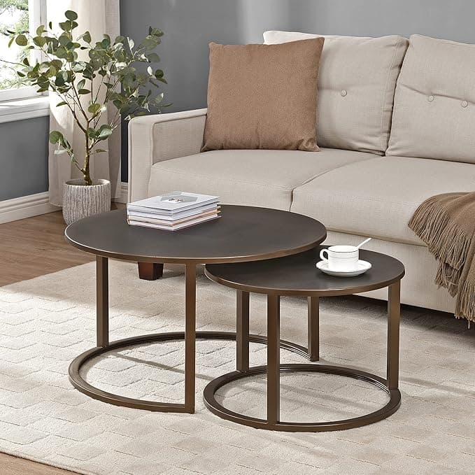 FirsTime &amp; Co. Bronze Hayes Nesting Coffee Table 2-Piece Set, American Designed, Bronze, 27.5 x 27.5 x 16 inches (70266)